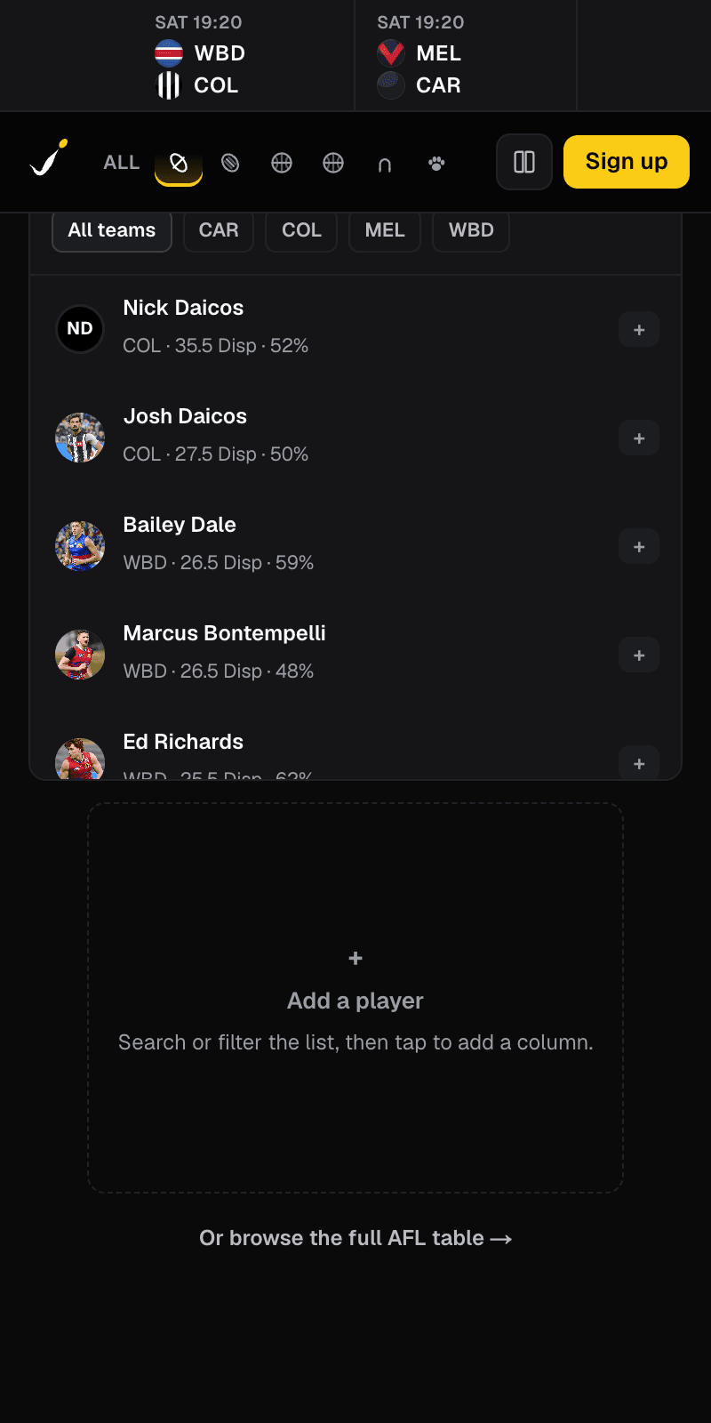 Compare players