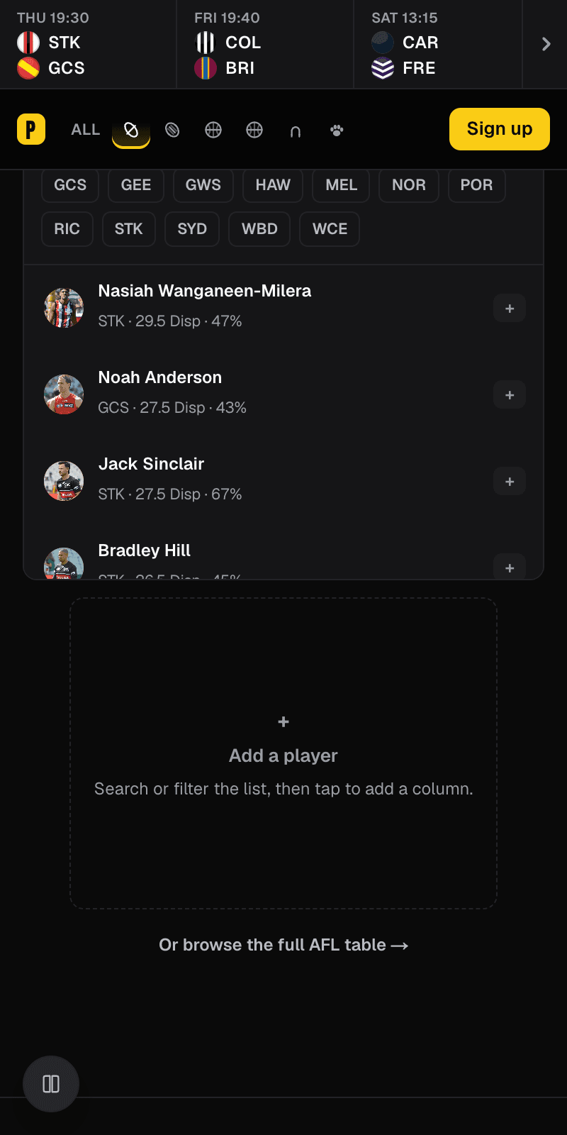 Compare players