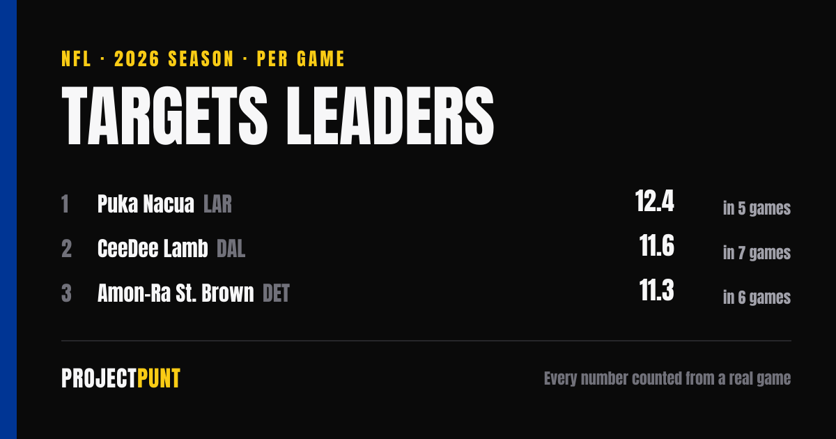 NFL targets leaders 2026 · Project Punt